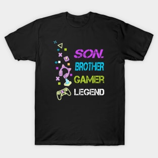 Son Brother Gamer Legend, Gifts For Teen Boys Gaming T-Shirt